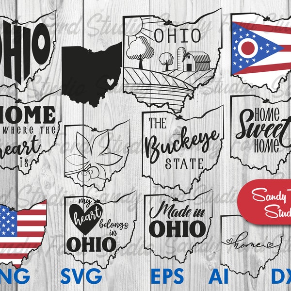 Ohio State SVG bundle, Ohio Clipart, Ohio Outline, Ohio PNG, Ohio Vector- Instant Download