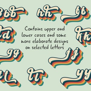 Retro Font Alphabet, Vintage Font SVG PNG Letters numbers five different complete sets Instant Download 画像 2