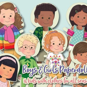 Printable Paper Dolls Kit - DIY Craft Activity - Paper Doll Template for Kids, Girls & Boys - Digital Download - Instant Printable Fun