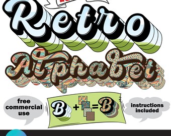 Canva Editable Retro Alphabet: Pattern Fill Font (PDF Download)