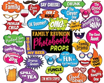 Family Reunion Photobooth Props: 36 Piece Set (Instant Download)