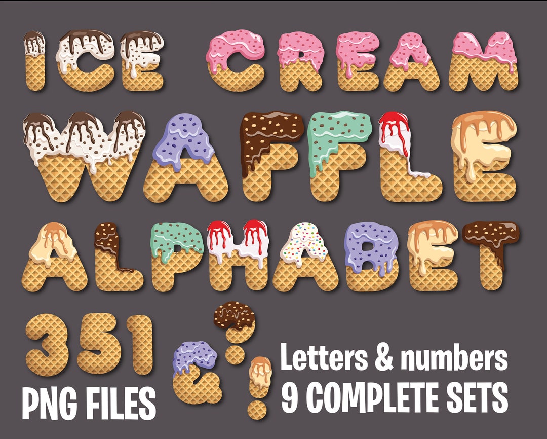 Ice Cream Waffle Alphabet Ice Cream Font Waffles Letters and Numbers 9