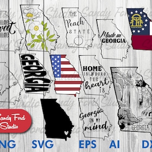 Georgia State SVG Bundle: Clipart, Outline, Vector (Digital Download)