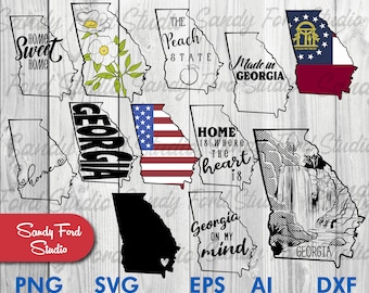 Georgia State SVG Bundle: Clipart, Outline, Vector (Digital Download)