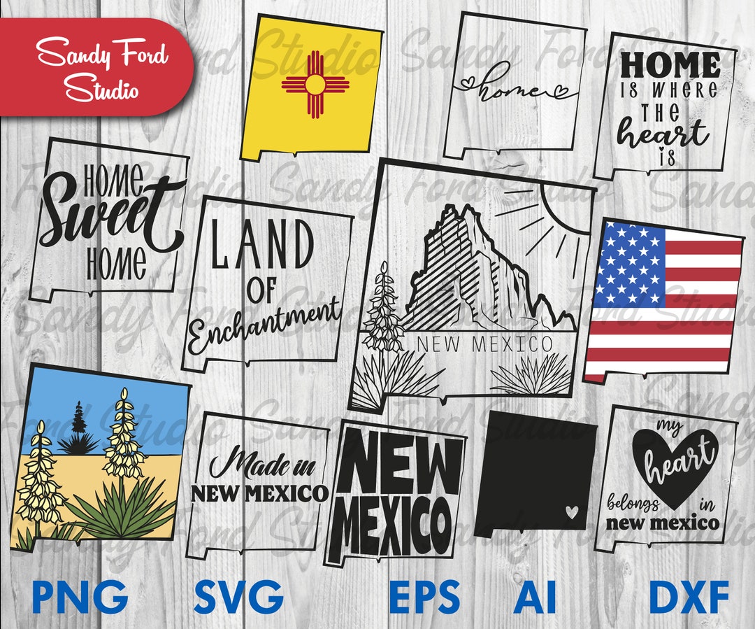 New Mexico State SVG Bundle, New Mexico Clipart, New Mexico Outline ...
