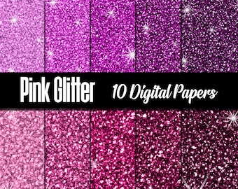 Pink Glitter Digital Papers - Pink Glitter Scrapbooking  Paper - Pink Sparkle Digital - Instant Download