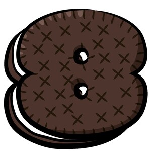 Puede incluir: Una galleta de chocolate marr&oacute;n con forma de n&uacute;mero ocho con dos botones de chocolate blanco.