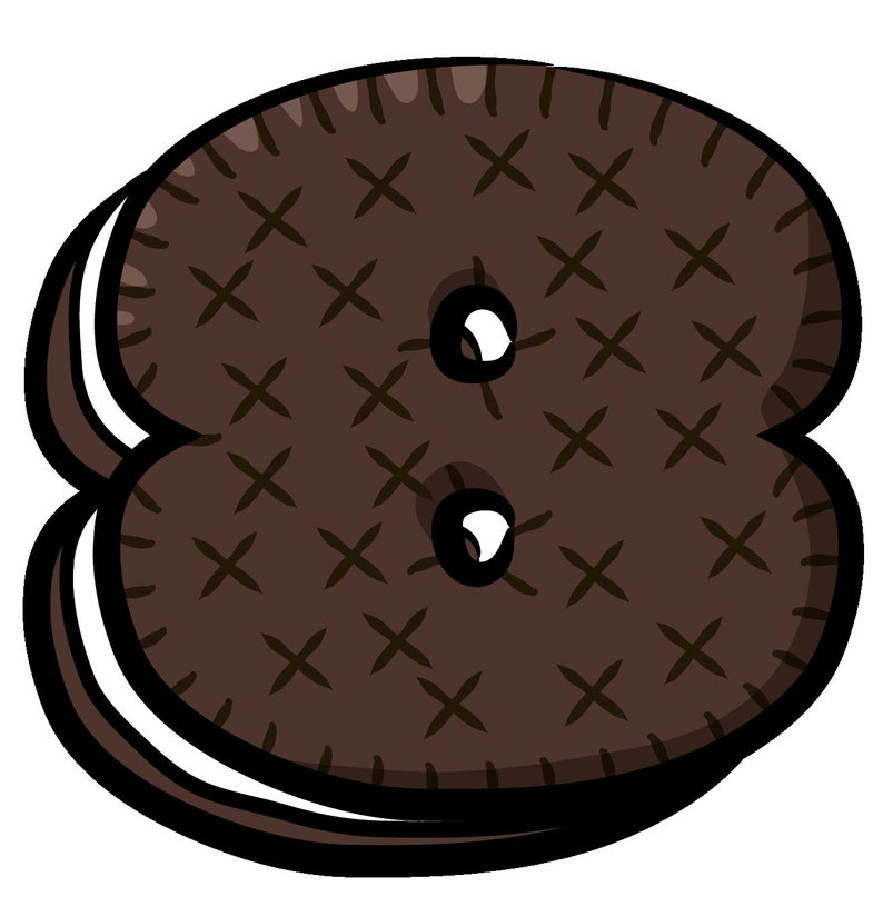 Puede incluir: Una galleta de chocolate marr&oacute;n con forma de n&uacute;mero ocho con dos botones de chocolate blanco.