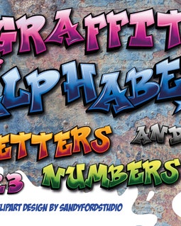 Graffiti Clipart Alphabet: Colorful Letters & Numbers (PNG Instant