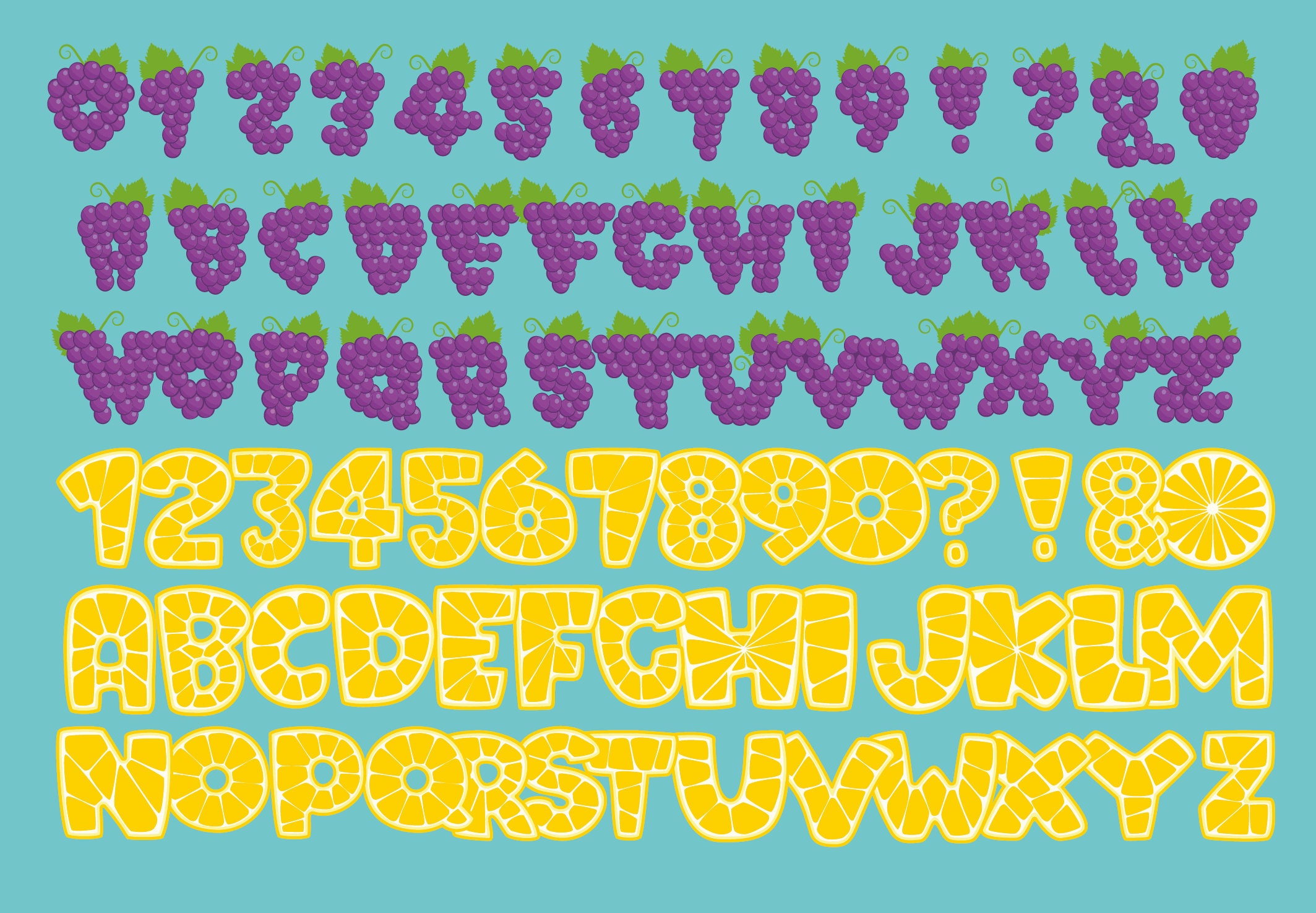 Fruity Alphabet Clipart, Fruit Letters SVG, PNG, Eps, Ai Files ...