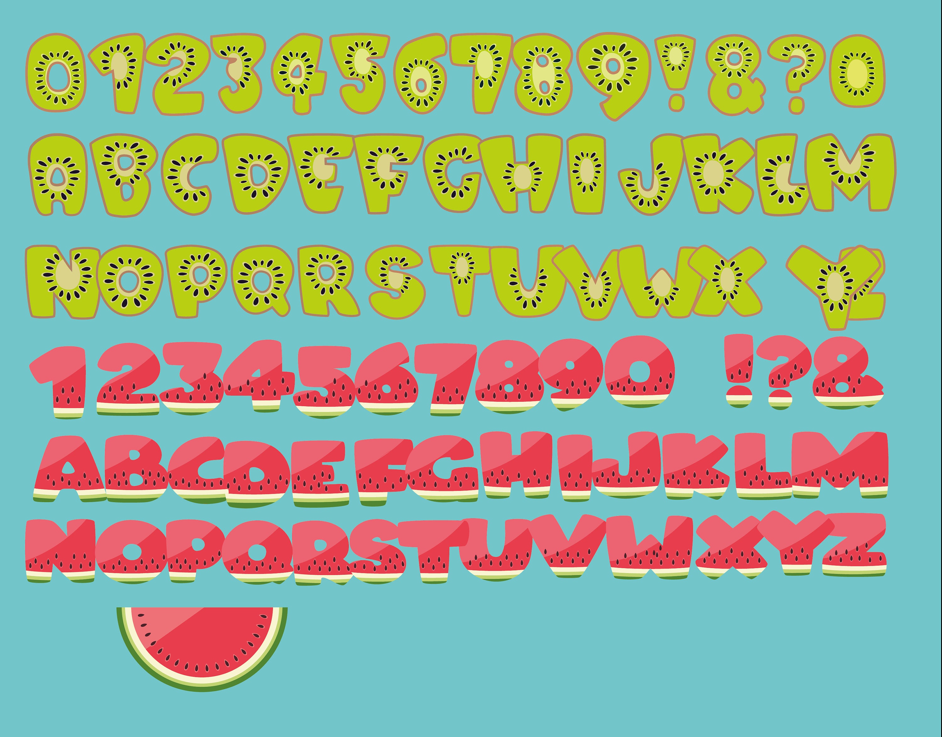 Fruity Alphabet Clipart, Fruit Letters SVG, PNG, Eps, Ai Files ...