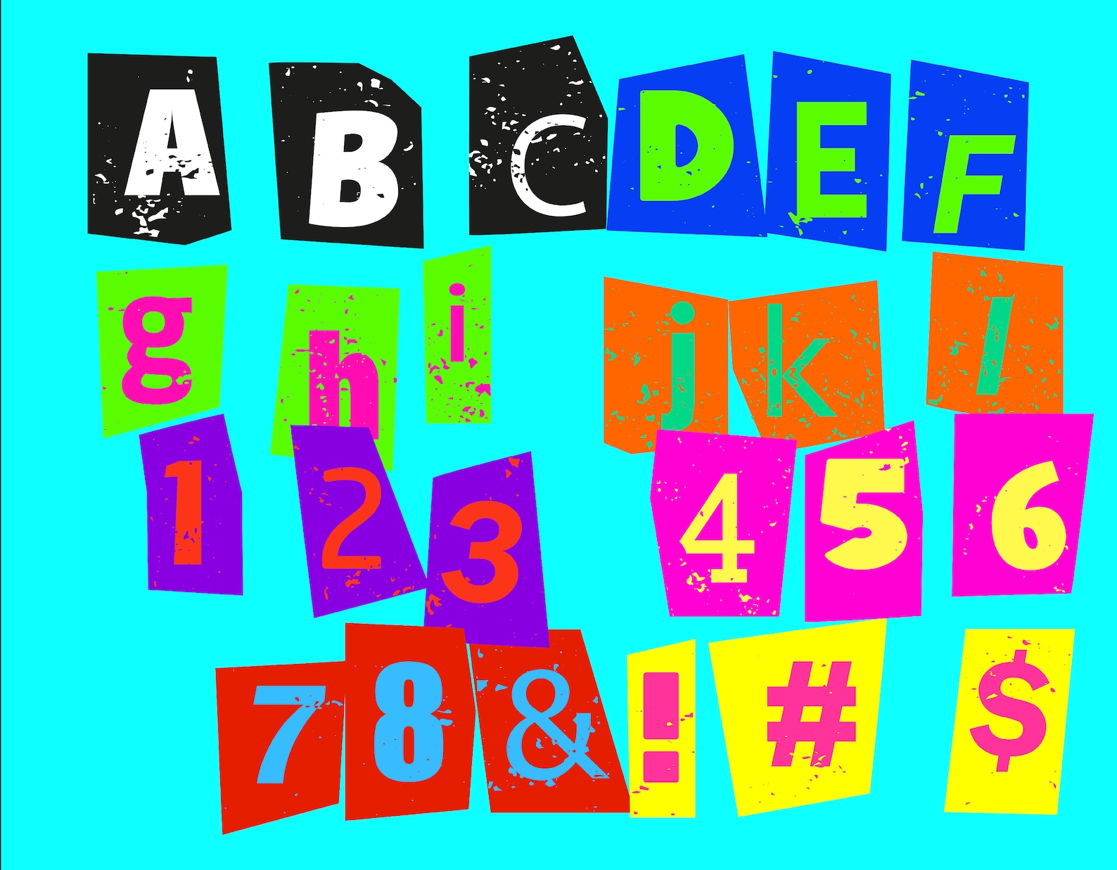 Punk Ransom Note Letters Printable Punk Alphabet Clipart: Distressed Ransom Letters, Numbers (SVG, PNG ...