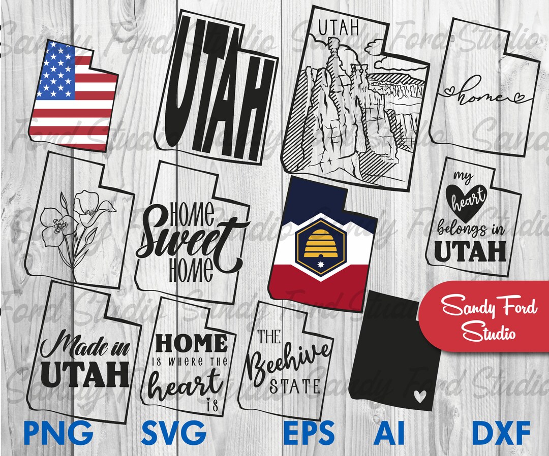 Utah State SVG Bundle, Utah Clipart, Utah Outline, Utah PNG, Utah ...