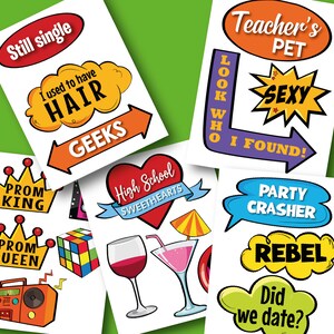 Class Reunion Photobooth Props – 48-Piece Set for Memorable Selfies (Instant Download) image 3