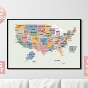 Boho USA Karte Print: Minimalistisches Amerika Poster (Digitaler Download)