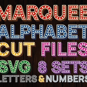 Marquee Lights SVG Alphabet - Marquee Letters Cut Files - Marquee Letras y números - Archivos Marquee SVG - Descarga instantánea