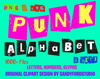 Punk Alphabet Clipart: Distressed Ransom Letters, Numbers (SVG, PNG, 1000+ Files)