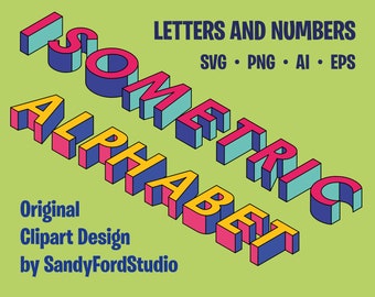 Isometric Alphabet Clipart , Isometric lettering - svg, png, eps and ai files. Instant Download