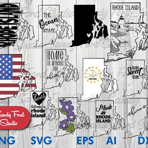 Pacchetto SVG dello stato di Rhode Island, Clipart di Rhode Island, Contorno di Rhode Island, PNG di Rhode Island, Vettore di Rhode Island - Download immediato