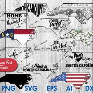 North Carolina State SVG bundle, North Carolina Clipart, North Carolina Outline, North Carolina PNG, North Carolina Vector- Instant Download