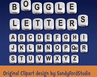 Boggle Letters Clipart Alphabet - 26 letters -  PNG Files - Instant Download