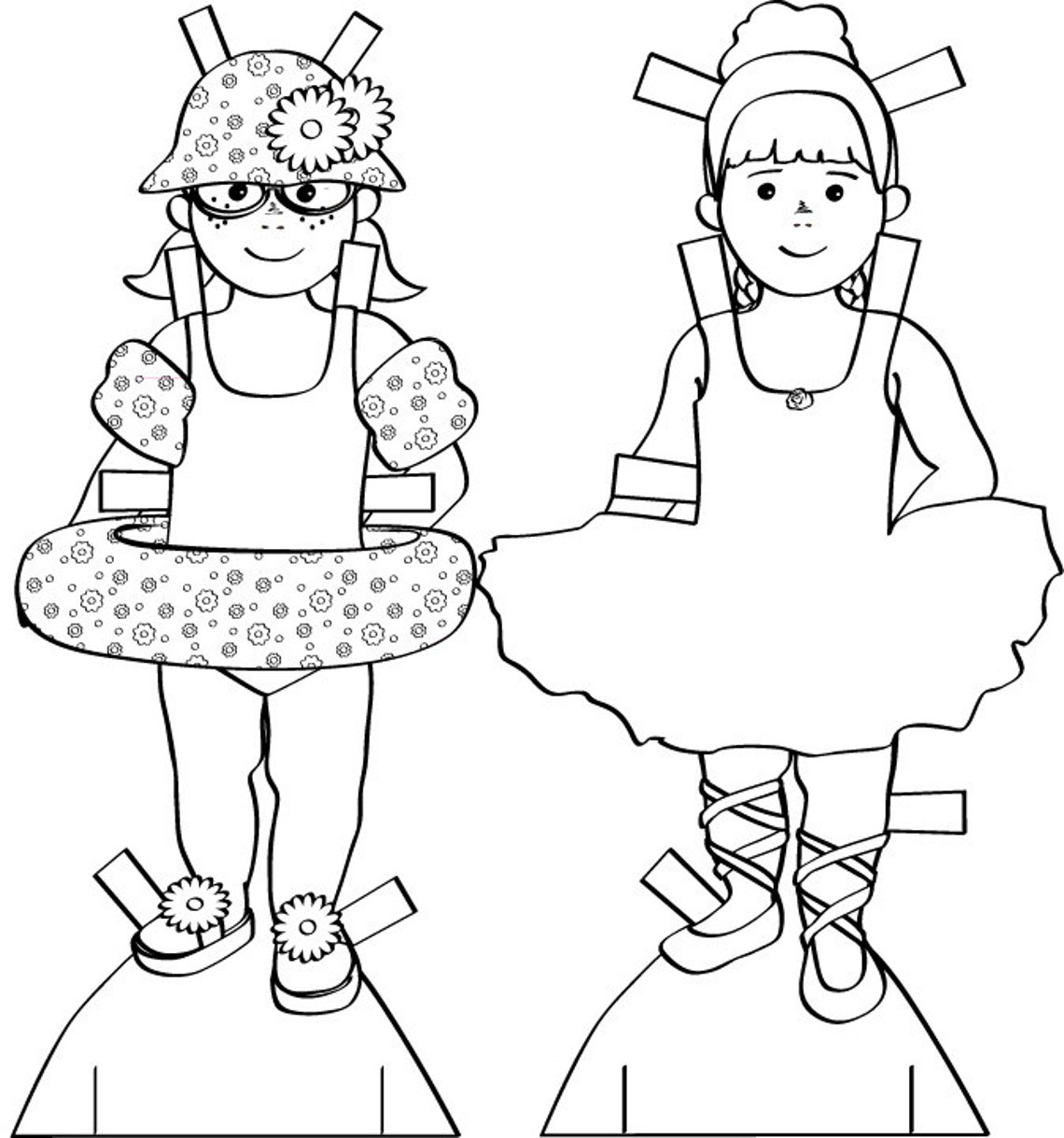 Coloring in Printable Paper Dolls Instant Download - Etsy