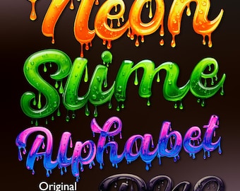 3D Slime Alphabet PNG, Toxic Waste Dripping Letters, Green Slime and Y2K Clipart, Spooky Halloween Alphabet PNG Set, Numbers, Bundle