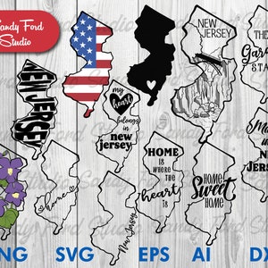 New Jersey State SVG Bündel, New Jersey Clipart, New Jersey Umriss, New Jersey PNG, New Jersey Vektor - Sofortdownload