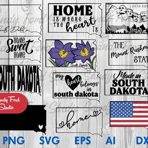 South Dakota SVG-Bundle: Zustand Umriss Clipart (Sofortdownload)