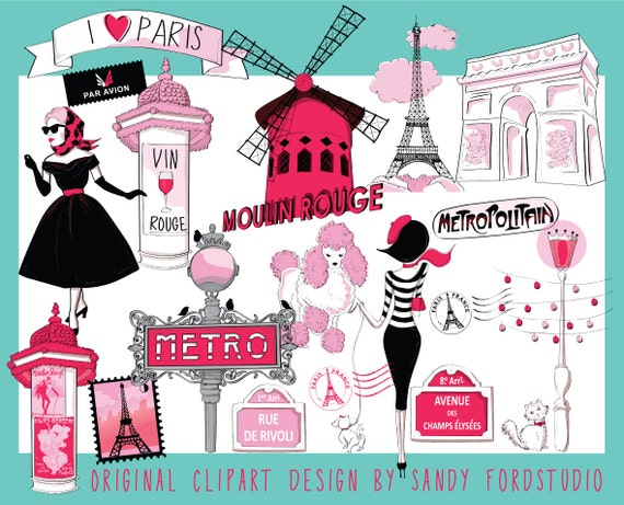 I Love Paris Clipart Collection Instant Download - Etsy Ireland