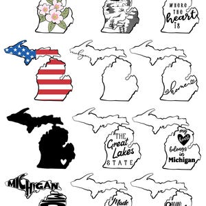 Michigan SVG Bundle – Hand Drawn State Outline, Flag, Flower, Landscape ...