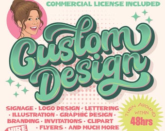 Custom Graphic Design: Clipart, Logo, Lettering & Party Printables - Commercial Use