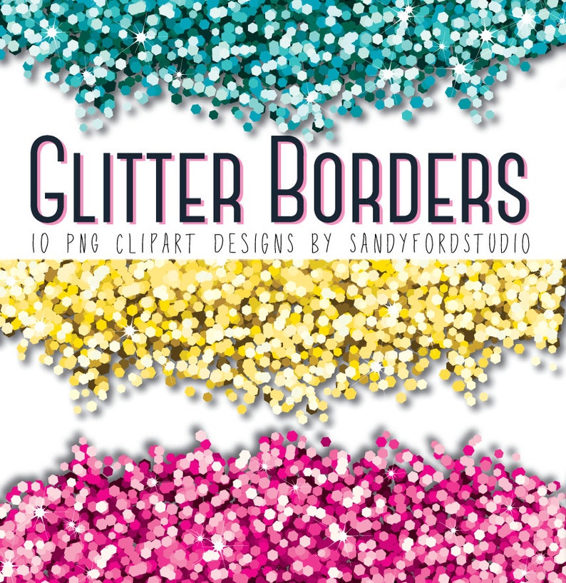 Glitter Borders Clipart 10 Designs Png Files Instant - Etsy