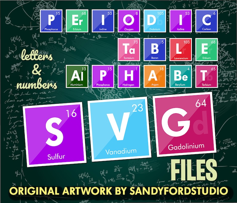 Svg Science Alphabet Periodic Table Letters Instant Etsy