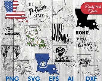 Louisiana State Outline SVG Bundle: Clipart, Vector Graphics (Instant Download)