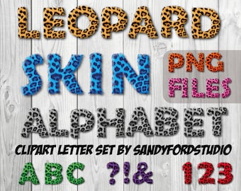 Leopard Print Alphabet Clipart – 8 Furry Letter Sets, PNG Files (Instant Download)