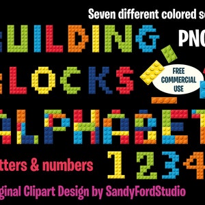 Building block alphabet letters PNG, plastic brick font - Instant Download