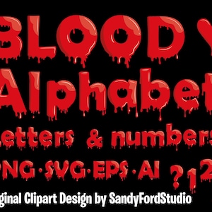 Blood alphabet, Dripping Blood letters PNG, SVG, eps, ai - Instant Download