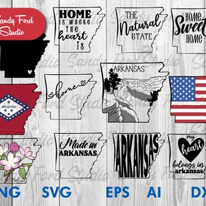 Arkansas State Outline SVG-bundel: clipart, vectorgraphics (directe download)