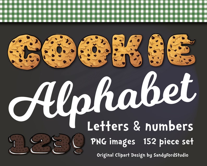Cookie Alphabet Letters and Numbers Chocolate Chip and - Etsy