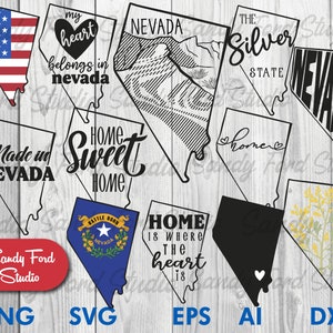 Nevada State SVG Bündel, Nevada Clipart, Nevada Umriss, Nevada PNG, Nevada Vektor - Sofortiger Download