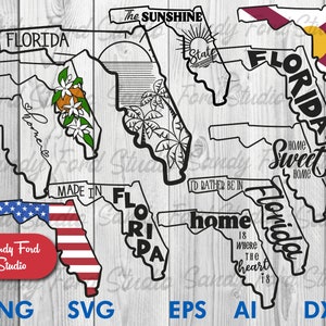 Florida State SVG Bündel, Florida Clipart, Florida Umriss, Florida PNG, Florida Vektor - Sofortdownload