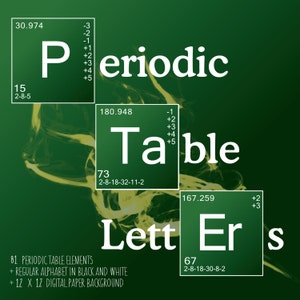Cartas científicas - Elementos de mesa periódicos - Breaking Bad style - 130+ letras - png's, y papel digital - Instant Download