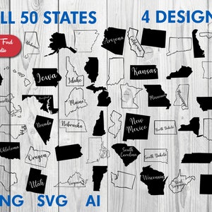 USA State SVG bundle, USA State Clipart, State Outlines, State shapes, America png, svg, ai- Instant Download