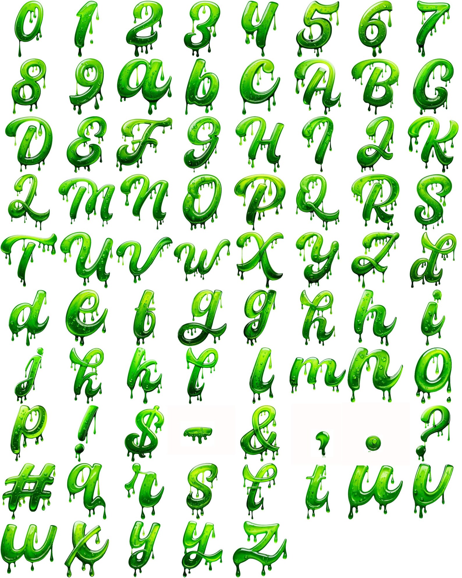 3D Slime Alphabet PNG, Toxic Waste Dripping Letters, Green Slime and ...