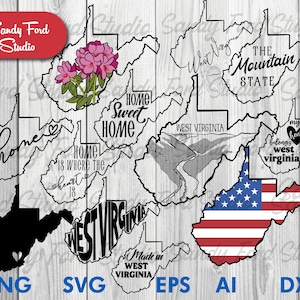 West Virginia State SVG bundle, West Virginia Clipart, West Virginia Outline, West Virginia PNG, West Virginia Vector- Instant Download