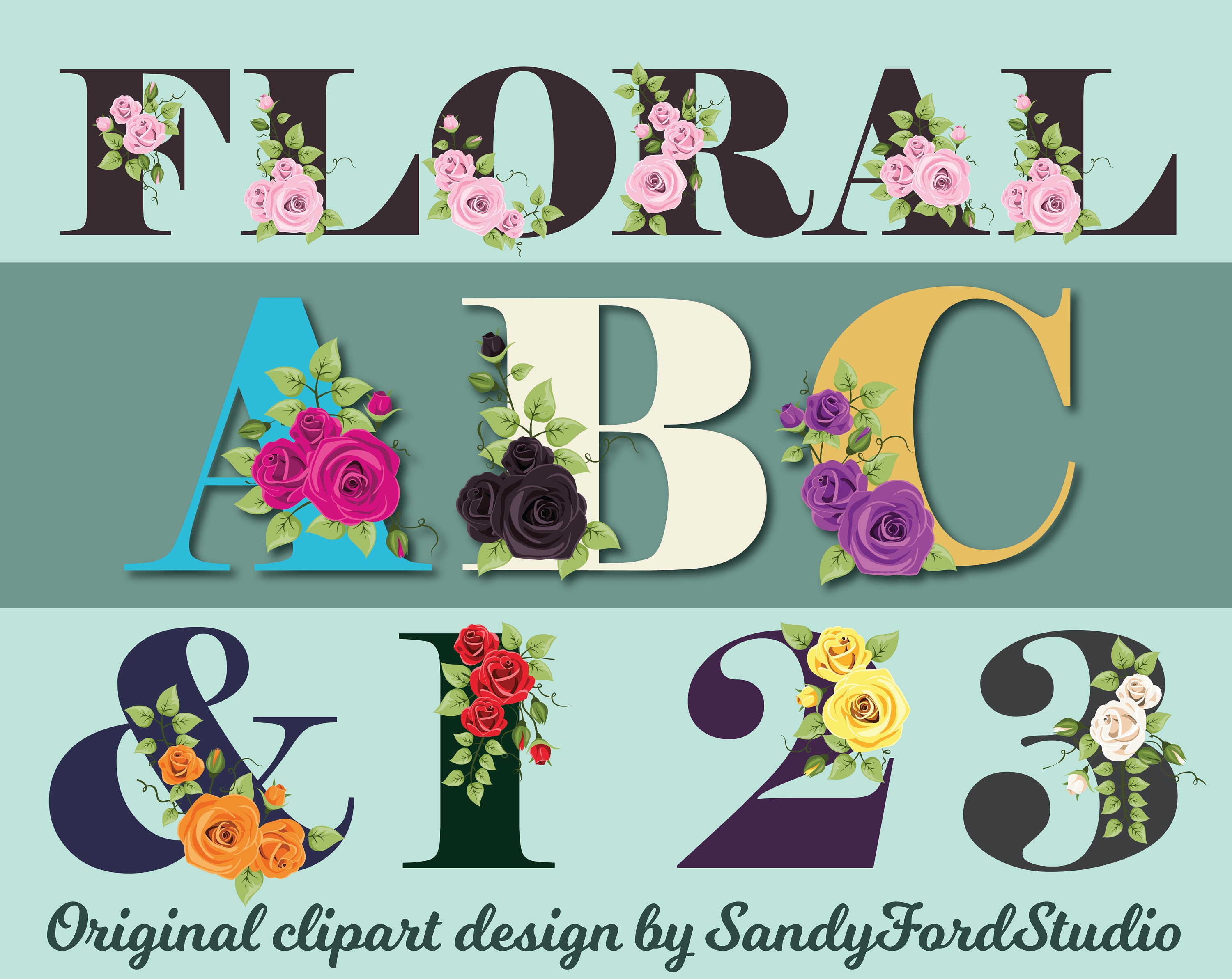 Floral Alphabet Letters PNG | Victorian Rose Font Clipart for Crafts ...
