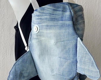 Megalodon XXL denim Whaleshark backpack lightwash jeans whale shark bag