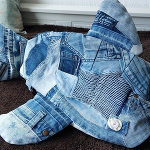 Megalodon XXL patchwork walvis jeans spijkerstof rugzak spijkertas dieren