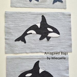 Handgefertigte Orca-Denim-Patchwork-Applikation (zum Aufnähen, NICHT zum Aufbügeln!)